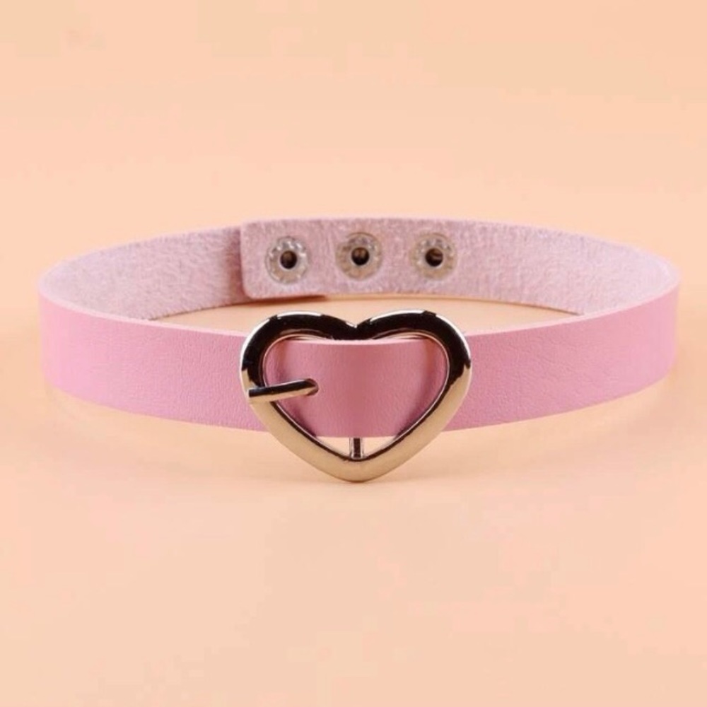 Pink Faux Leather Choker Necklace NWT